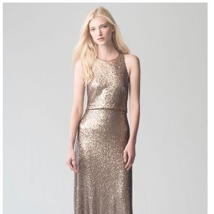 Jenny Yoo Gold Sequin Bridesmaid Dress size 8